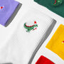 Christmas Dinosaur Embroidered Crew Socks, thumbnail 5 of 7