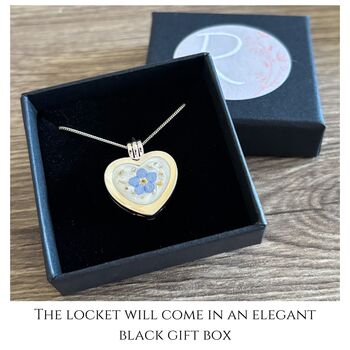 Cremation Forget Me Not Heart Locket Necklace, 5 of 8