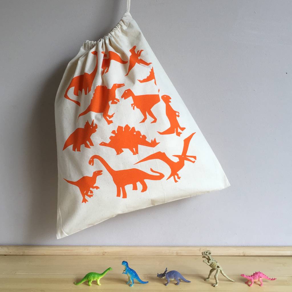 Dinosaur Drawstring Kit Bag By Helen Rawlinson