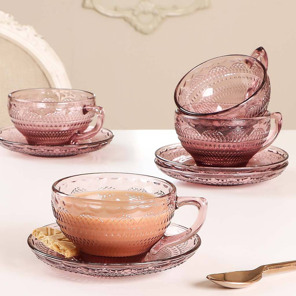 Luxury Glass Afternoon Tea Cups And Saucers By Dibor