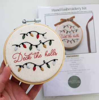 “Deck The Halls” With Christmas Lights Design Beginner Embroidery Kit, Hand Embroidery, 7 of 7