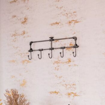 Metal Coat Rack Wall Mounted Pipe Hooks Home Storage, 3 of 11