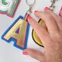 Two Tone Letter Rainbow Keyring Made With Vegan Leather, thumbnail 2 of 9