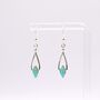 Sterling Silver Turquoise Long Drop Fish Hook Earrings, thumbnail 2 of 6
