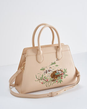 Henrietta Embroidered Cygnet Tote Bag Biscuit, 6 of 8