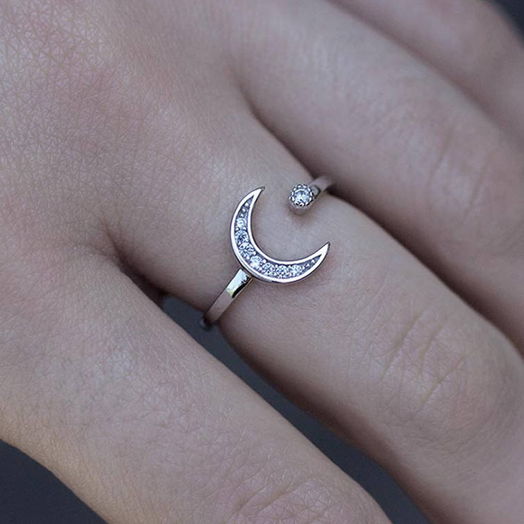 Moon And Star Cubic Zirconia Ring, 1 of 6