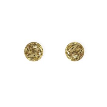 Mini Round Stud Earrings In Gold Sparkle, 2 of 4