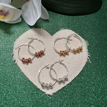 Knot Hoop Earrings In Sterling Silver With Rose/Gold, 6 of 6