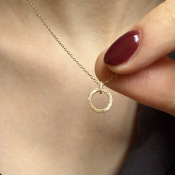 9ct Gold Hand Engraved Circle Necklace, 3 of 3