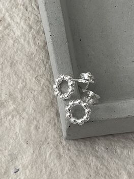 Sterling Silver Circle Studs Earrings, 8 of 12