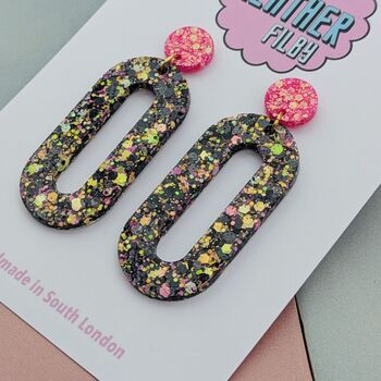 Large Oval Statement Glitter Resin Earrings, 7 of 8