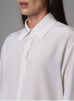 Sheena Oyster Oversized Silk Crepe De Chine Blouse, 3 of 4