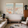 Vintage Beach Landscape Set Of Two Art Prints, thumbnail 1 of 2