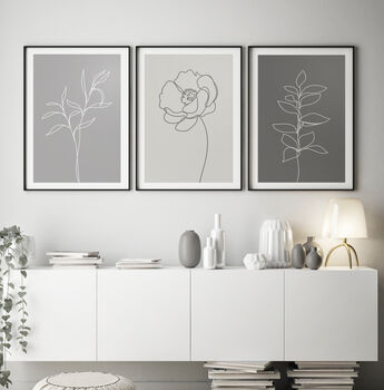 Set Of Three Floral Line Art Colour Prints, 2 of 8