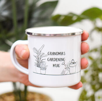 Personalised Grandma's Gardening Enamel Mug, 2 of 6