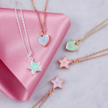 Mini Enamel Heart And Star Initial Necklace, 12 of 12