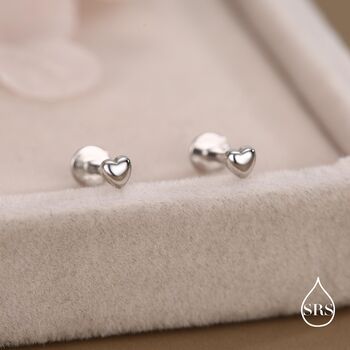 Sterling Silver 3mm Heart 16 G Flat Back Stud Earrings, 6 of 11
