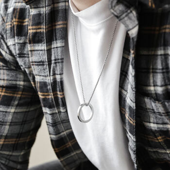 Men's Stainless Steel Hoop Pendant Necklace, 4 of 5