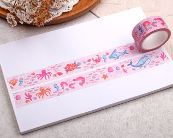Pink Under The Sea Washi Tape Eco Friendly Paper Masking Tape, 2 of 2