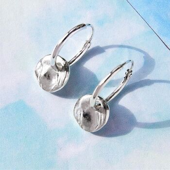 Hoop Earrings With Gold Plated Silver Disc, 3 of 8