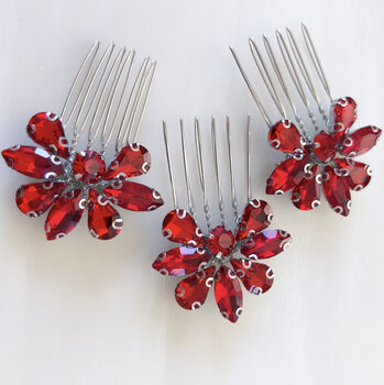Red Crystal Hair Comb Set, 5 of 5