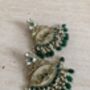 Emerald Green Peacock Dangle Indian Earrings, thumbnail 4 of 7