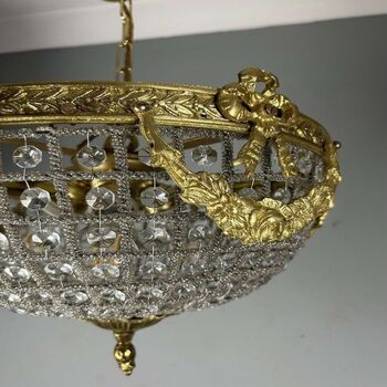 Brass Half Basket Empire Chandelier, 6 of 6