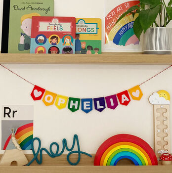 Rainbow Personalised Name Bunting Colourful Decoration, 4 of 11