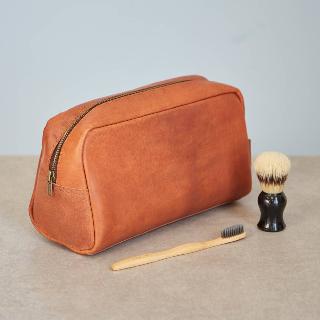 leather wash bag womens