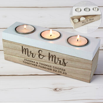 Personalised Free Text Triple Tea Light Box Tealight Holder, 4 of 10