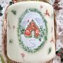 Hand Painted Christmas Log Cabin Pillar Candle, thumbnail 2 of 4