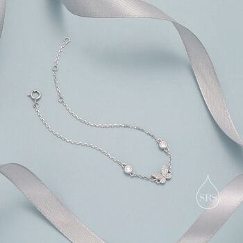 Cz Crystal And Cz Butterfly Floating Bracelet, 5 of 9