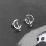 Sterling Silver Cat And Crescent Stud Earrings, thumbnail 1 of 4