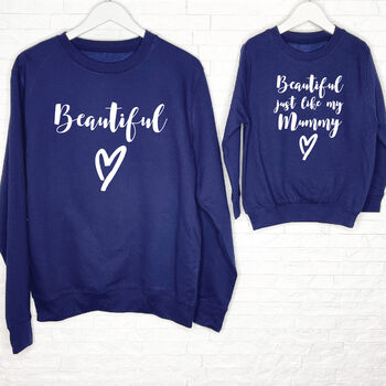 'Beautiful' Mother And Daughter Matching Sweatshirt Set, 6 of 7