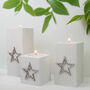 Trio Of Wooden Tea Light Holders Raised Star Design, thumbnail 11 of 11