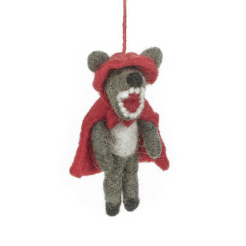Handmade Felt Big Bad Wolf Hanging Decoration, 2 of 3