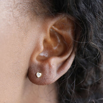 Sterling Silver Diamante Heart Stud Earrings, 3 of 3