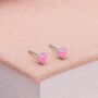 4mm Sterling Silver Pink Opal Heart Stud Earrings, thumbnail 1 of 9