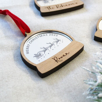 Personalised Snow Globe Style Christmas Bauble, 3 of 5