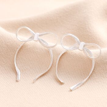 Bow Snake Chain Statement Stud Earrings In Silver, 2 of 5