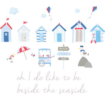 Beach Huts Fabric Wall Stickers, 2 of 6