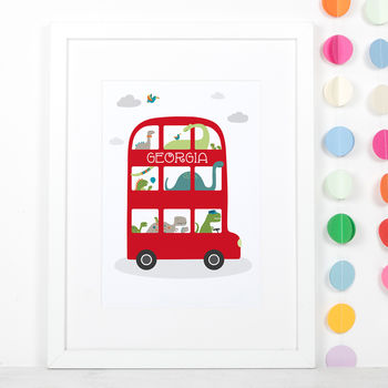 Dinosaur Bus Personalised Print For Children, 4 of 6