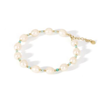 Gold Plated Freshwater Pearl And Amazonite Bracelet, 2 of 4