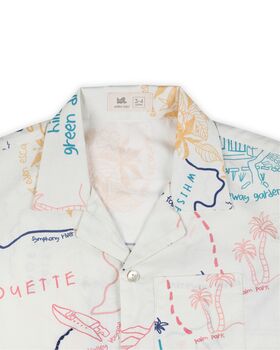 Voyager Trails Printed Cotton Shirt With Cuban Collar And Embroidery, Off White, 7 of 7