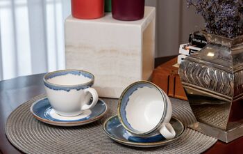 Blue Tea Cup With Saucer Porcelain, 5 of 9