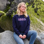 Personalised Varsity Birth Year Sweatshirt Jumper, thumbnail 3 of 8