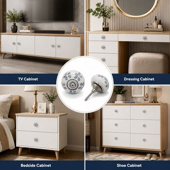 Round Shaped Misty Bloom Ceramic Drawer Knob, 3 of 9