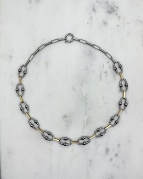 Connections Two Tone Choker Necklace, 3 of 6