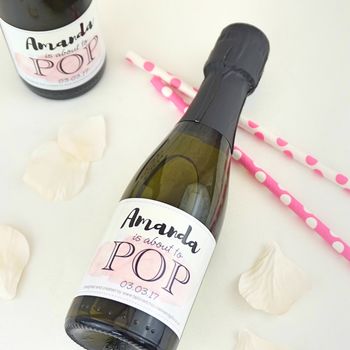 Personalised Baby Shower Pop Mini Prosecco Labels X 10, 3 of 3