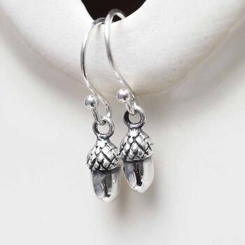 Sterling Silver Acorn Earrings, 5 of 6